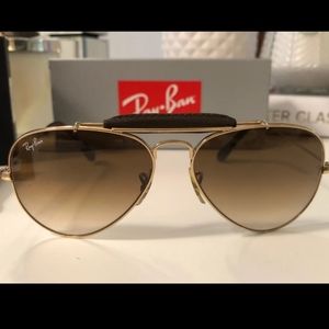 Ray-Ban Leather Aviator Sunglasses